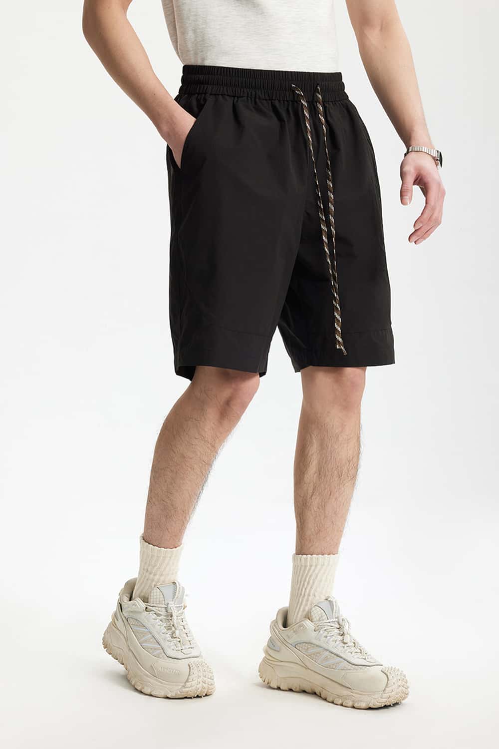 Quick-Dry Drawstring Utility Shorts - Black