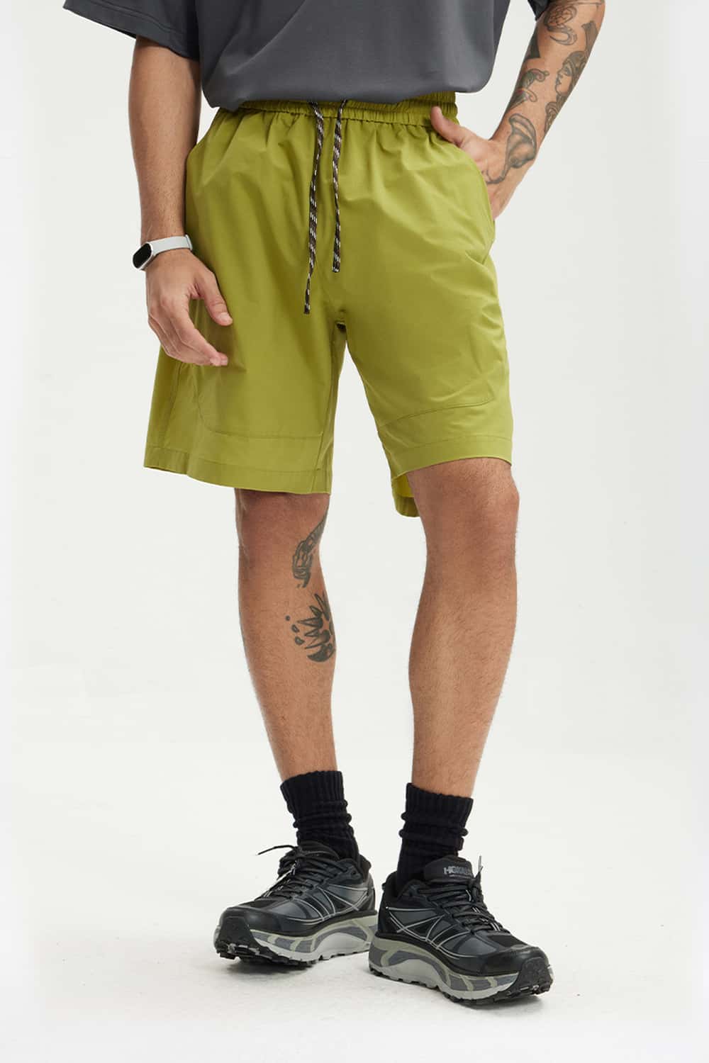 Quick-Dry Drawstring Utility Shorts - Green