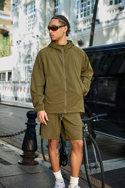 Quick-Dry Drawstring Utility Shorts - Moss Green