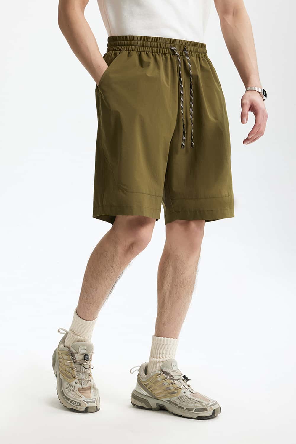 Quick-Dry Drawstring Utility Shorts - Moss Green