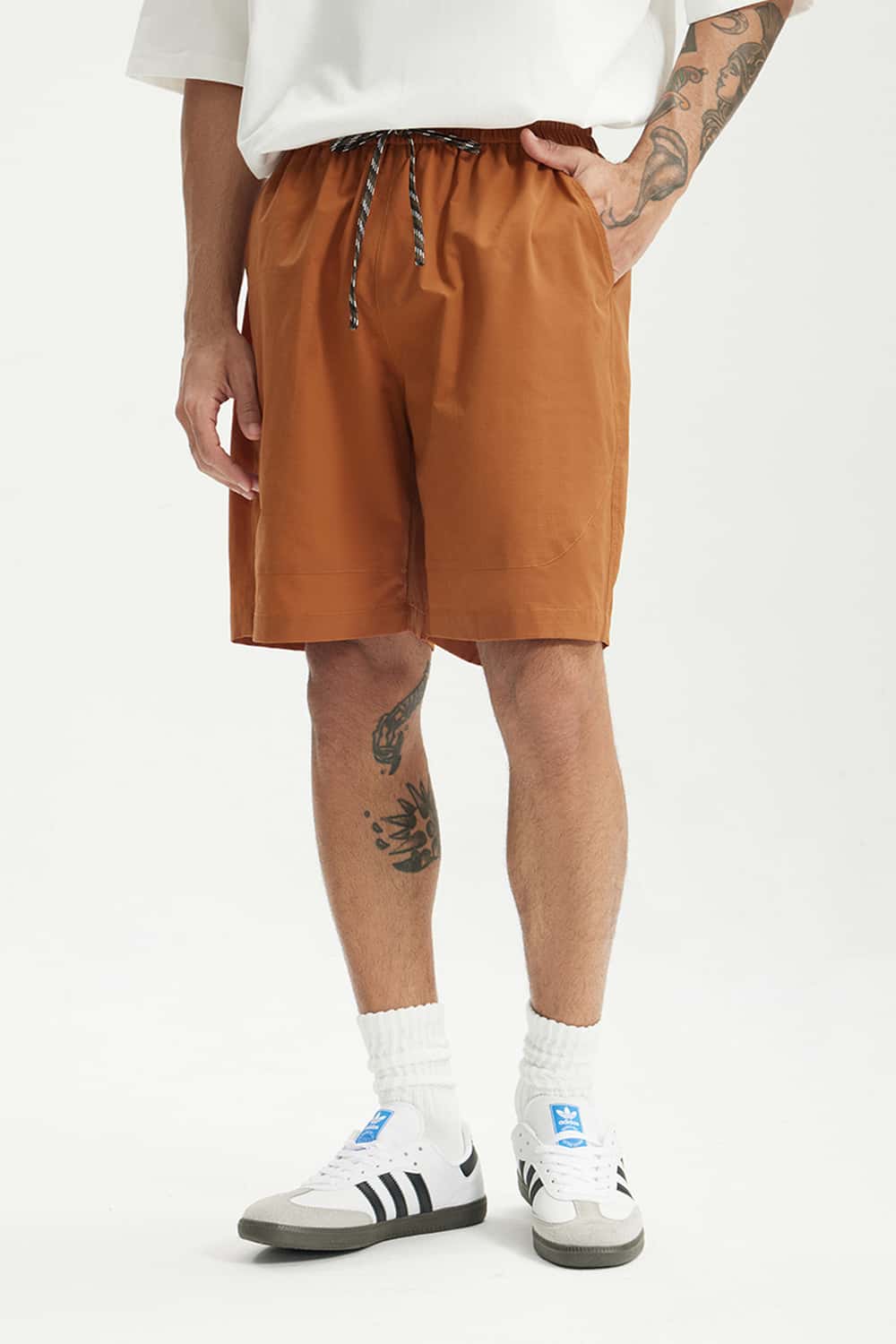 Quick-Dry Drawstring Utility Shorts - Orange