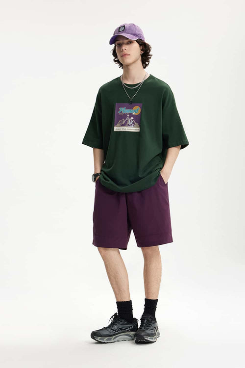 Quick-Dry Drawstring Utility Shorts - Purple