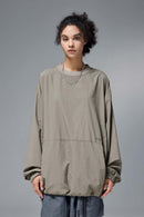 Nylon Drawstring Hem Pullover - Trunk Brown