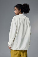 Nylon Drawstring Hem Pullover - White