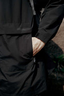 Hooded Longline Nylon Jacket - Black