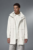 Hooded Longline Nylon Jacket - White