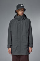 Hooded Longline Nylon Jacket - Wilderness Gray