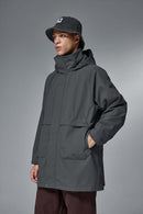 Hooded Longline Nylon Jacket - Wilderness Gray