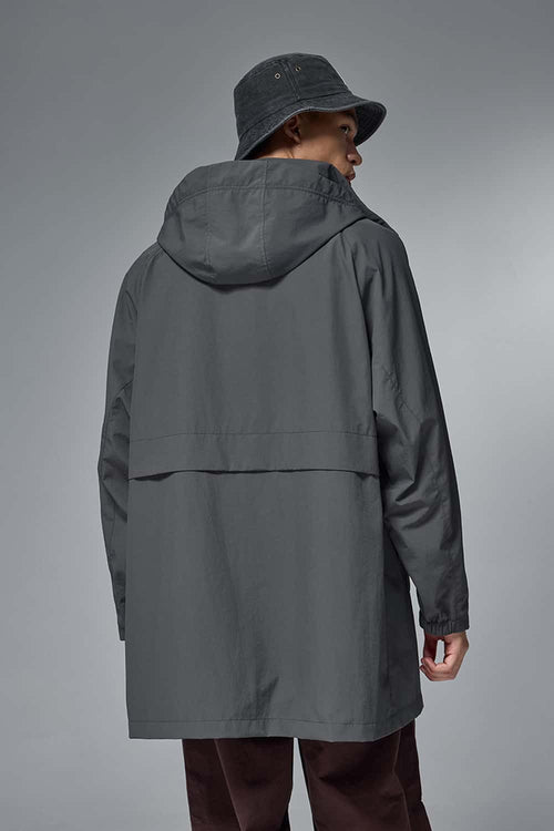 Hooded Longline Nylon Jacket - Wilderness Gray