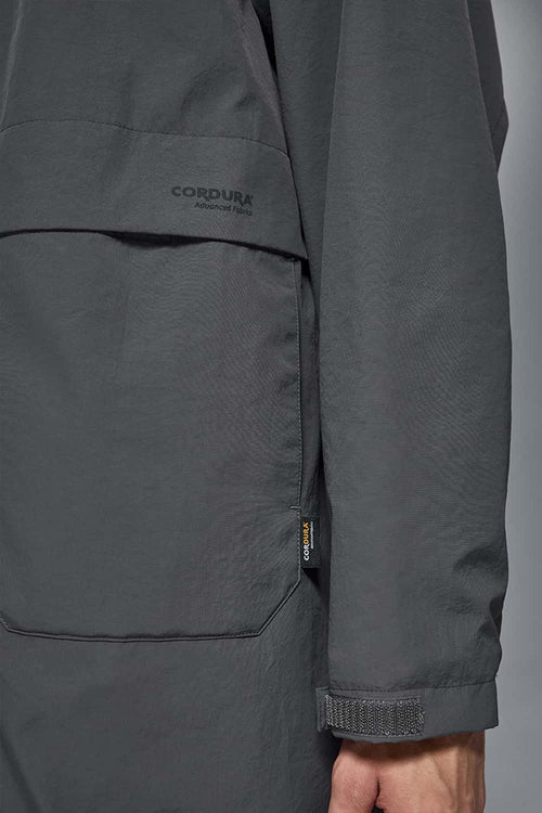 Hooded Longline Nylon Jacket - Wilderness Gray