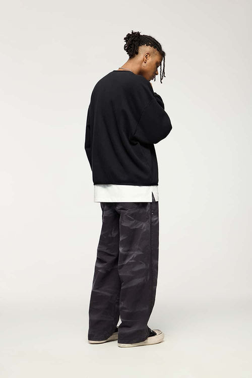 Loose Fleece Crewneck Sweatshirt - Active Black