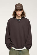 Loose Fleece Crewneck Sweatshirt - Brown
