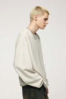 Loose Fleece Crewneck Sweatshirt - Flower Gray