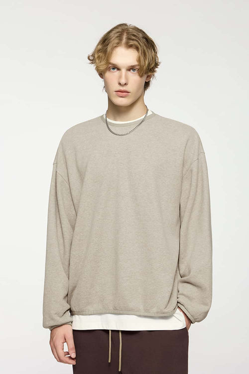 Loose Fleece Crewneck Sweatshirt - Heather Gray