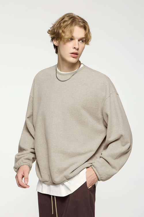 Loose Fleece Crewneck Sweatshirt - Heather Gray