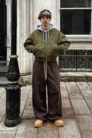 Fleece Straight-Leg Sweatpants - Brown
