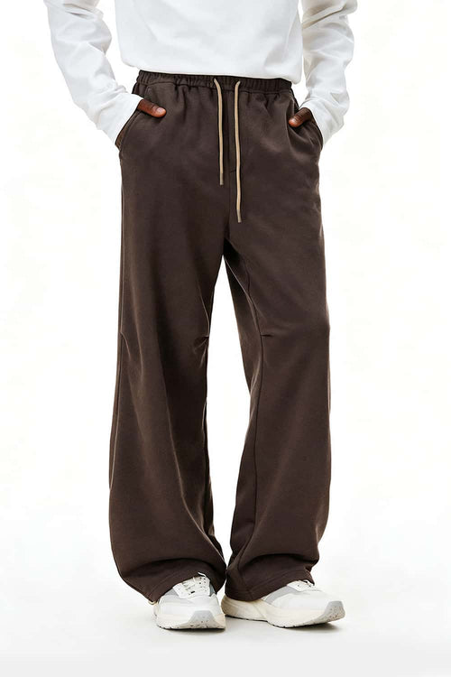 Fleece Straight-Leg Sweatpants - Brown