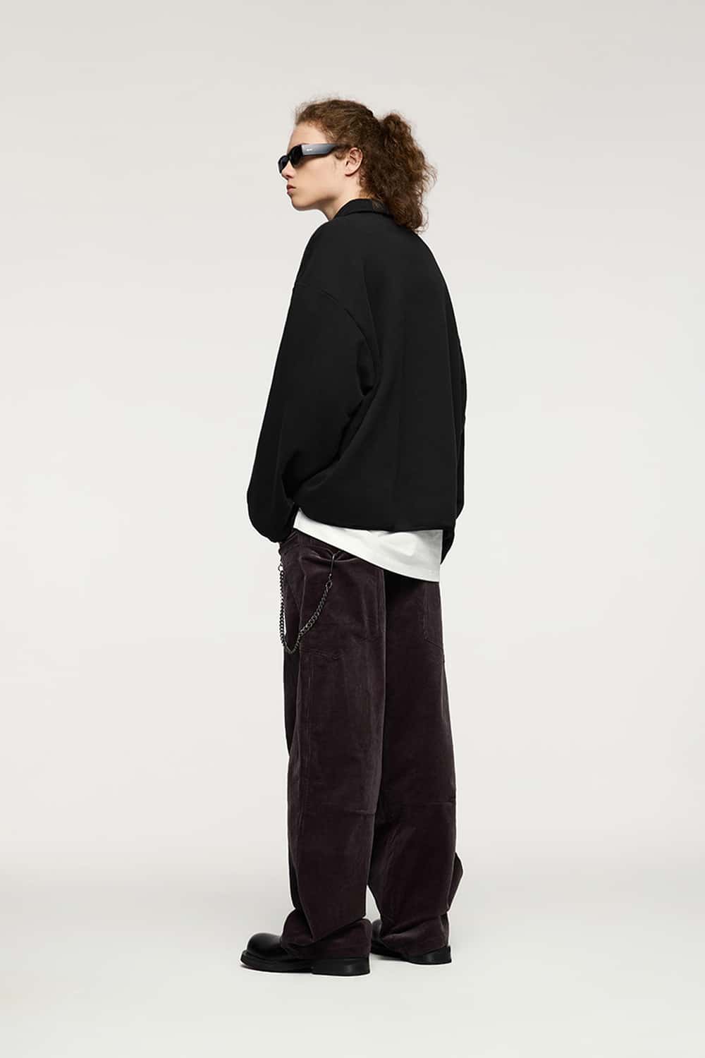 Fleece Polo Collar Sweatshirt - Active Black