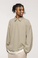 Fleece Polo Collar Sweatshirt - Heather Gray