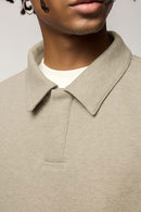 Fleece Polo Collar Sweatshirt - Heather Gray
