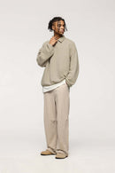 Fleece Polo Collar Sweatshirt - Heather Gray