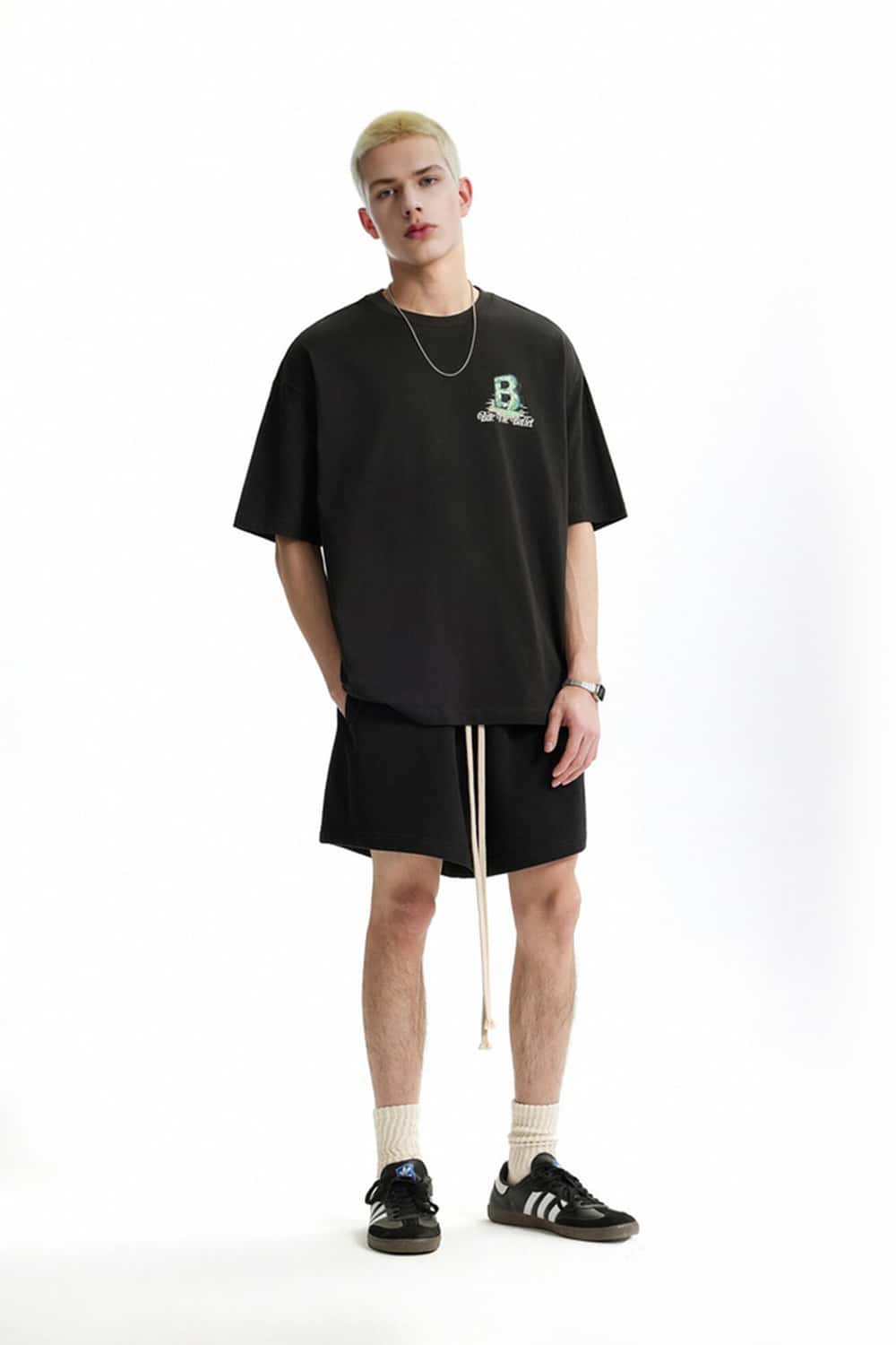 Drawstring Sweat Shorts - Active Black