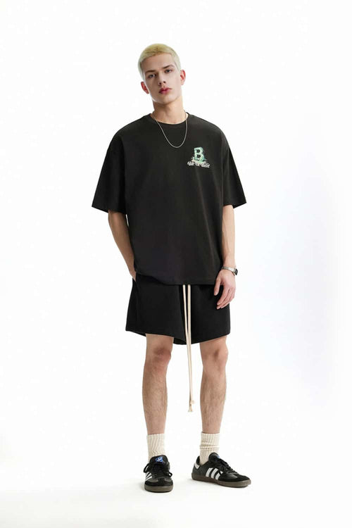 Drawstring Sweat Shorts - Active Black