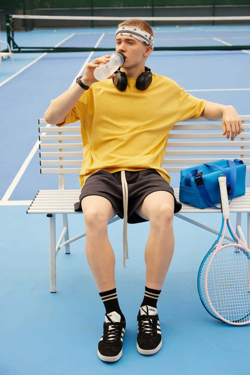 Drawstring Sweat Shorts - Coffee