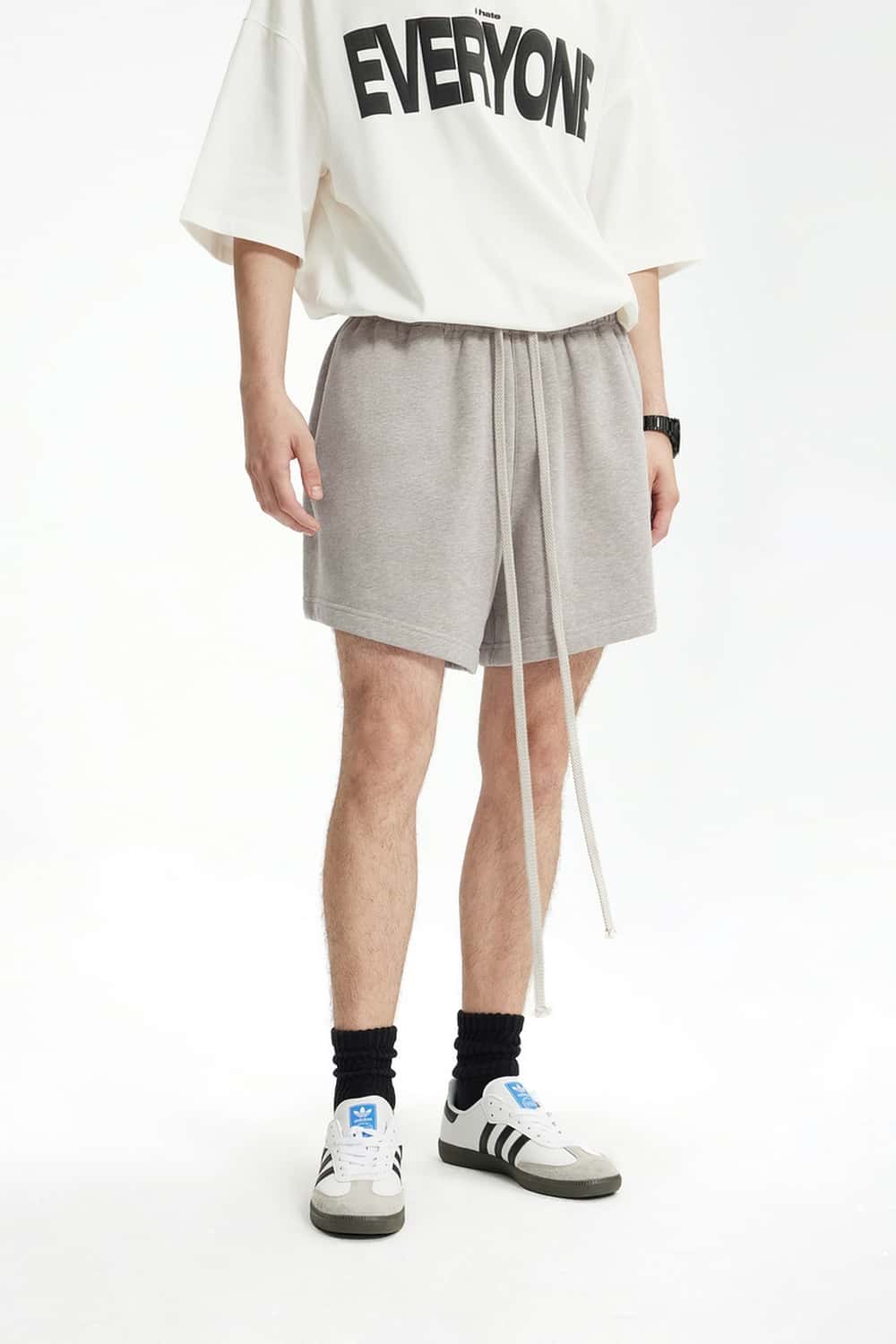 Drawstring Sweat Shorts - Heather Gray
