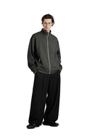 Fleece Stand-Collar Zip Jacket - Carbon Gray