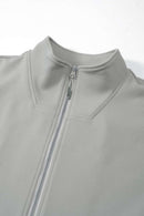 Fleece Stand-Collar Zip Jacket - Layered Rock Gray