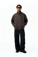 Fleece Stand-Collar Zip Jacket - Volcanic Brown