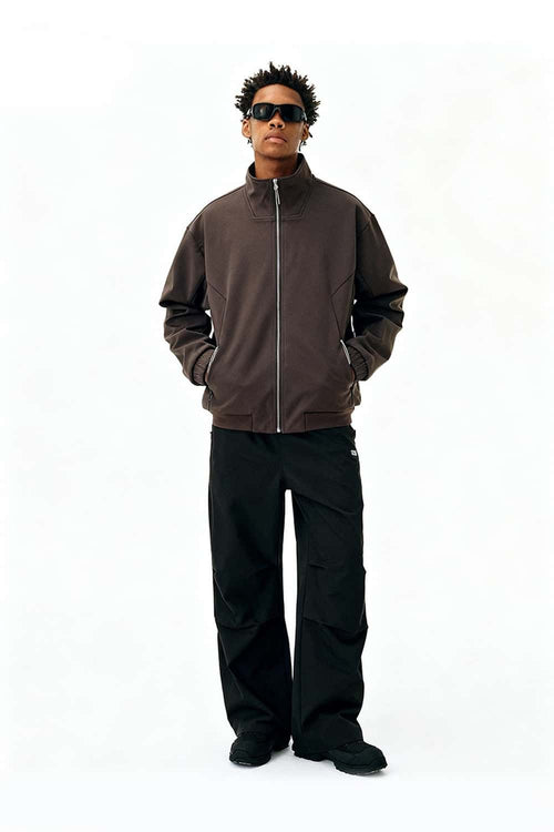Fleece Stand-Collar Zip Jacket - Volcanic Brown