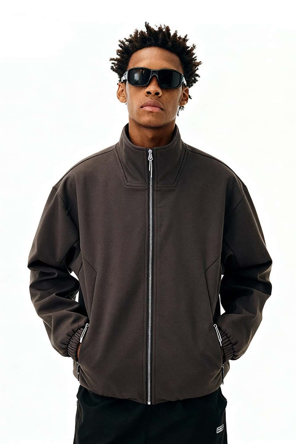 Fleece Stand-Collar Zip Jacket - Volcanic Brown