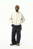 Fleece Stand-Collar Zip Jacket - White