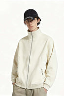 Fleece Stand-Collar Zip Jacket - White
