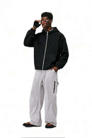 Fleece Full-Zip Hooded Jacket - Black