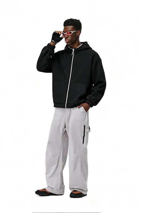 Fleece Full-Zip Hooded Jacket - Black