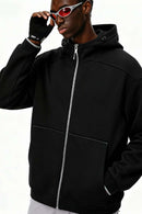 Fleece Full-Zip Hooded Jacket - Black