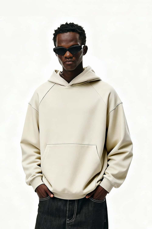Fleece Kangaroo Pocket Hoodie - White