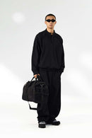 Lightweight Curved-Leg Stretch Pants - Black