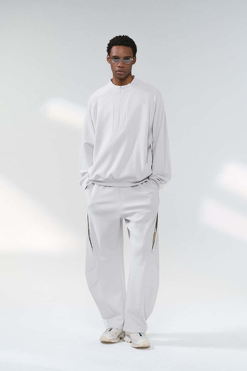 Lightweight Curved-Leg Stretch Pants - Light Gray
