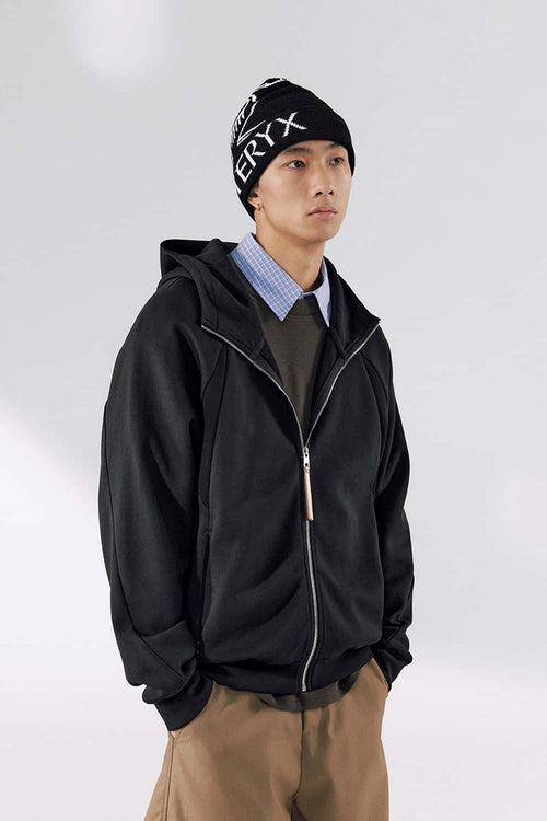 Stretch Full-Zip Hooded Jacket - Black