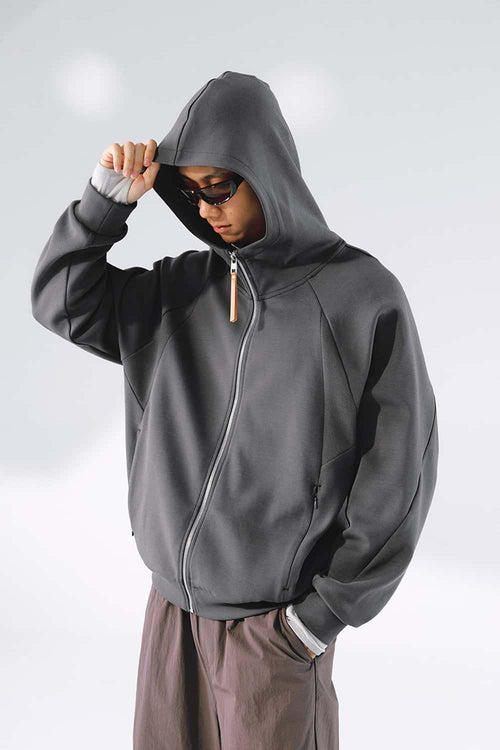 Stretch Full-Zip Hooded Jacket - Dark Gray