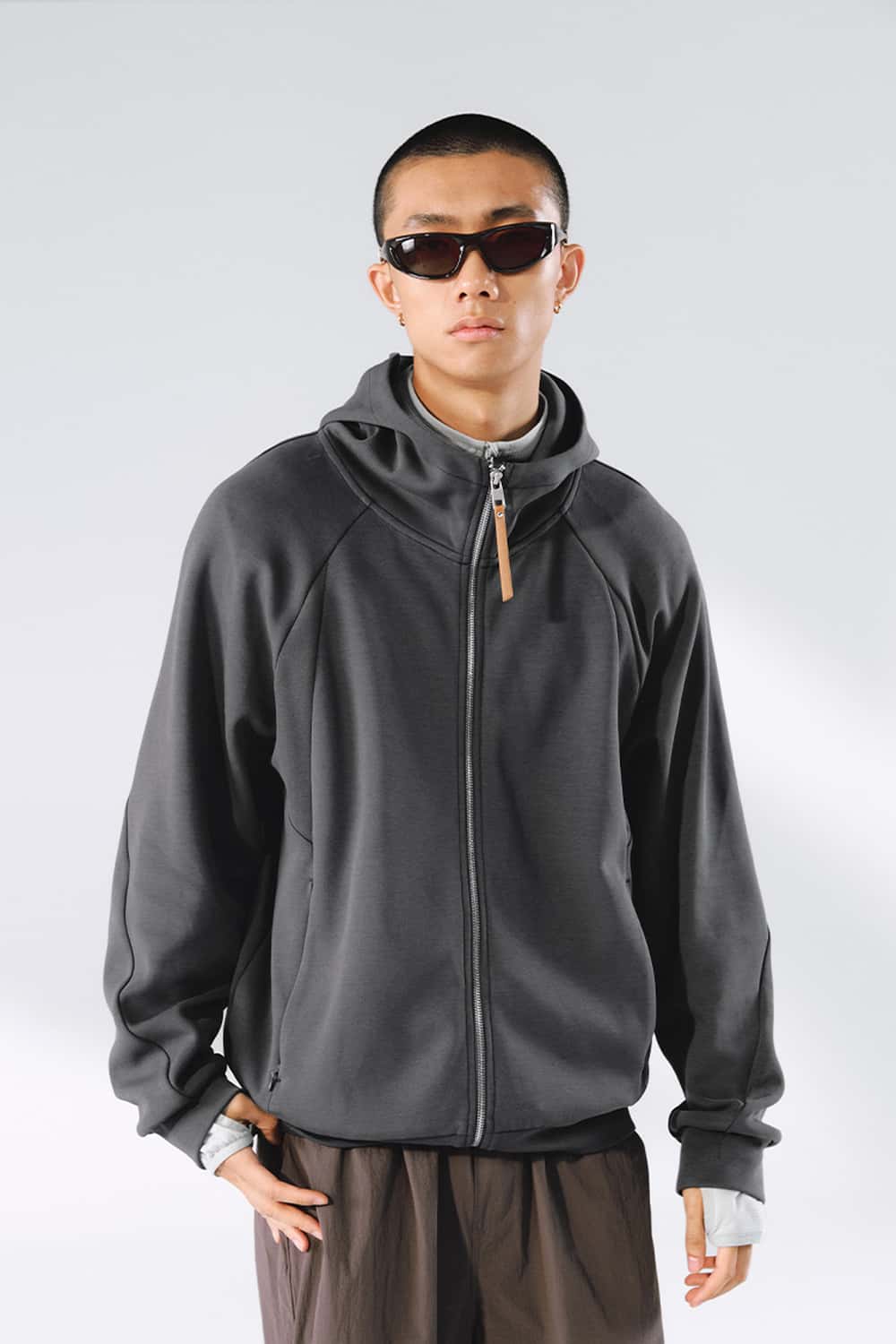 Stretch Full-Zip Hooded Jacket - Dark Gray