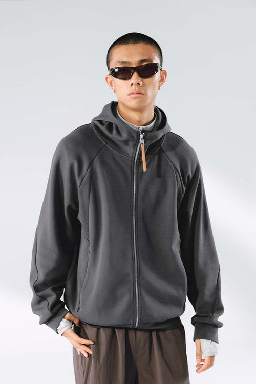Stretch Full-Zip Hooded Jacket - Dark Gray