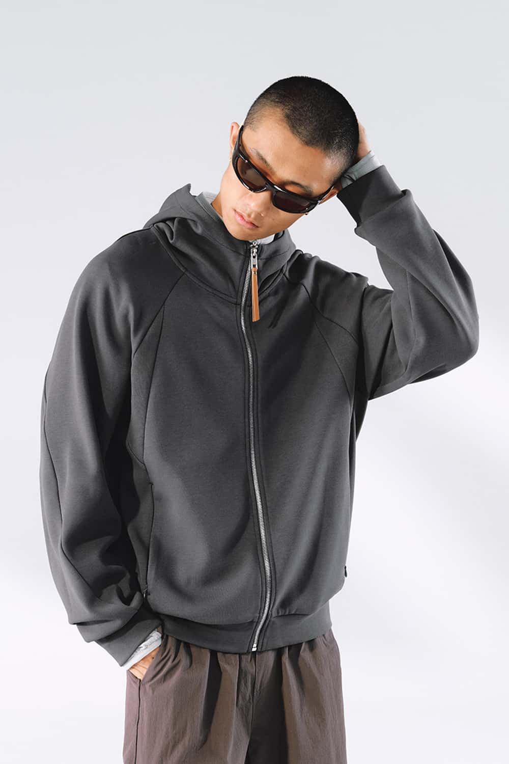 Stretch Full-Zip Hooded Jacket - Dark Gray