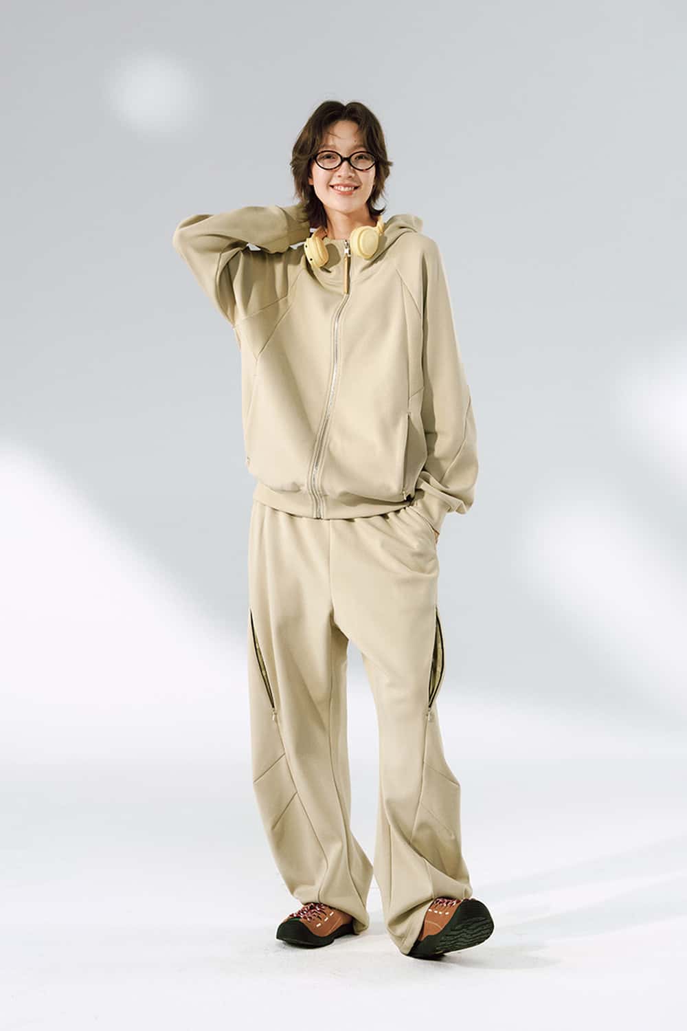 Stretch Full-Zip Hooded Jacket - Khaki