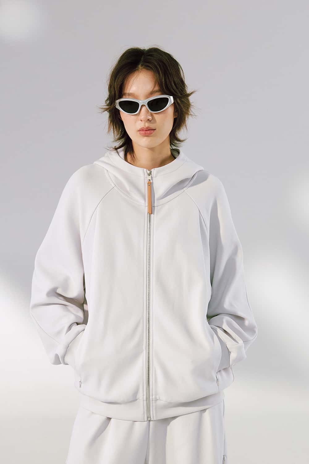 Stretch Full-Zip Hooded Jacket - Light Gray