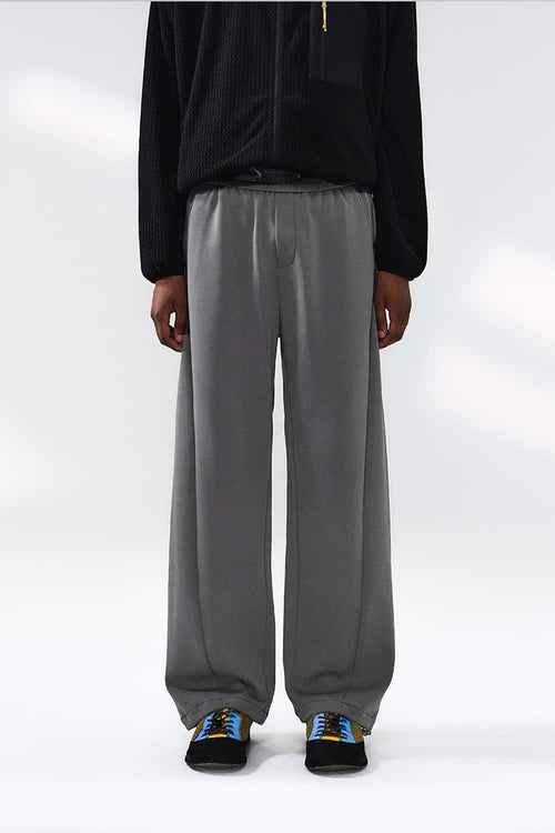 Loose Straight-Leg Stretch Pants - Dark Gray